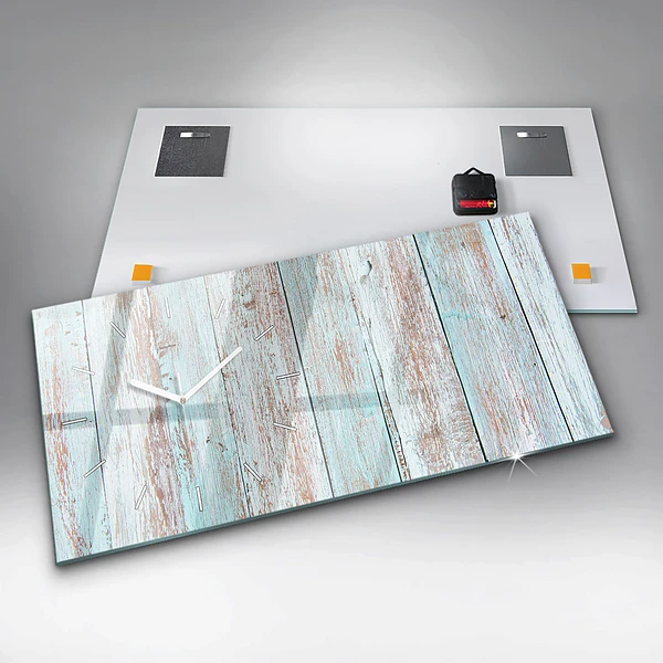 Horizontale Uhr Pastell Holz