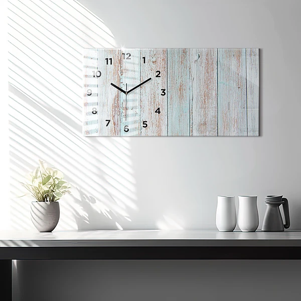 Horizontale Uhr Pastell Holz