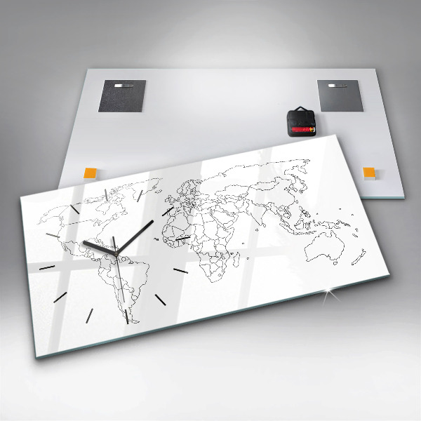 Horizontale Uhr Konturierte Weltkarte