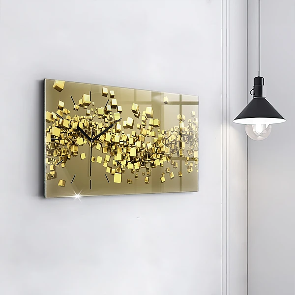 Horizontale Uhr mit motiv Goldene Quadrate