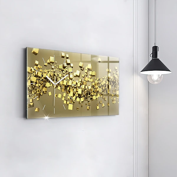 Horizontale Uhr mit motiv Goldene Quadrate