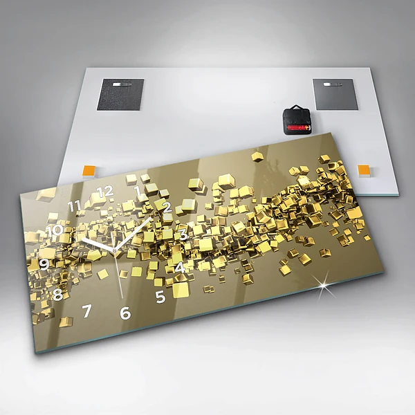 Horizontale Uhr mit motiv Goldene Quadrate