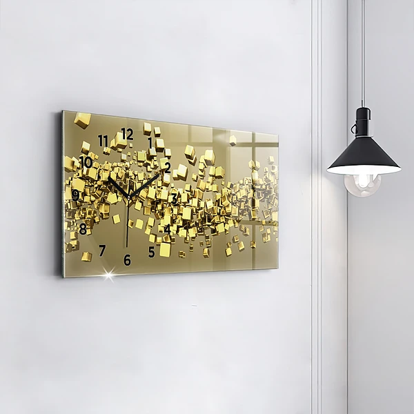 Horizontale Uhr mit motiv Goldene Quadrate
