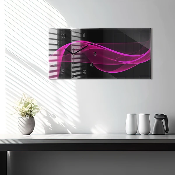 Horizontale Uhr mit motiv Rosa Abstraktion