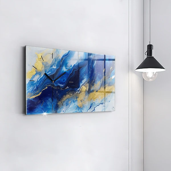 Horizontale Uhr Blaue Murmel