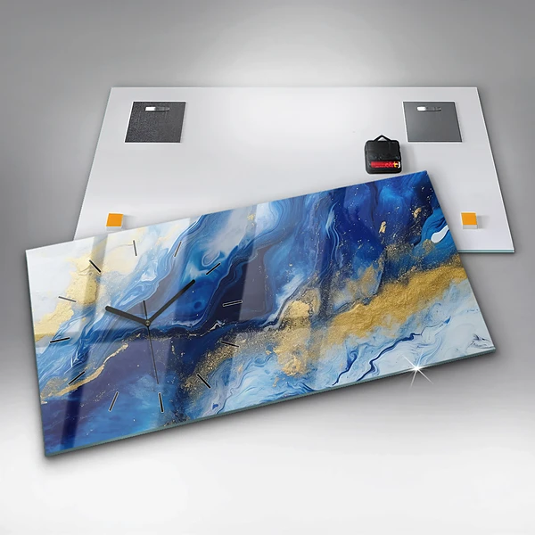 Horizontale Uhr Blaue Murmel