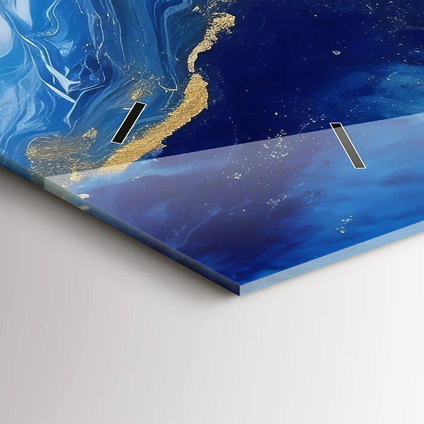 Horizontale Uhr Blaue Murmel