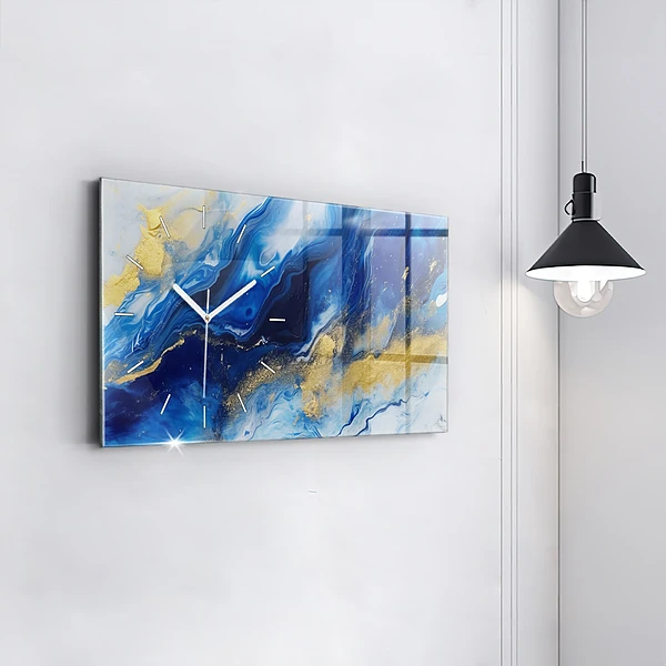 Horizontale Uhr Blaue Murmel