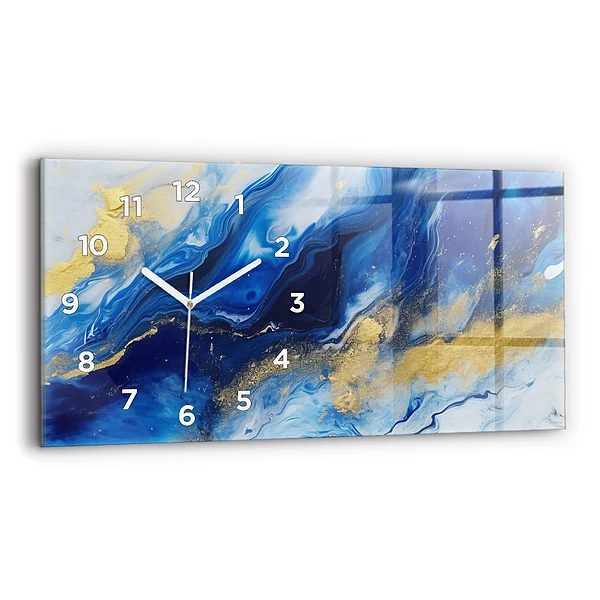 Horizontale Uhr Blaue Murmel