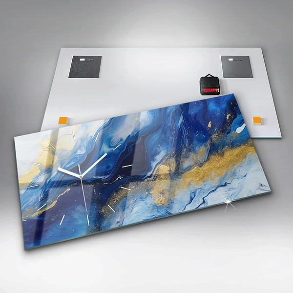 Horizontale Uhr Blaue Murmel