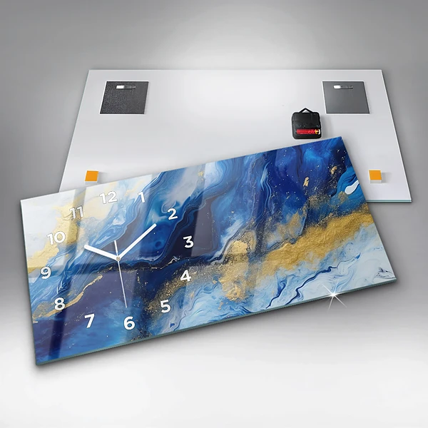Horizontale Uhr Blaue Murmel