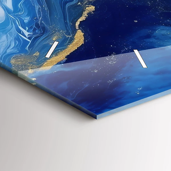 Horizontale Uhr Blaue Murmel