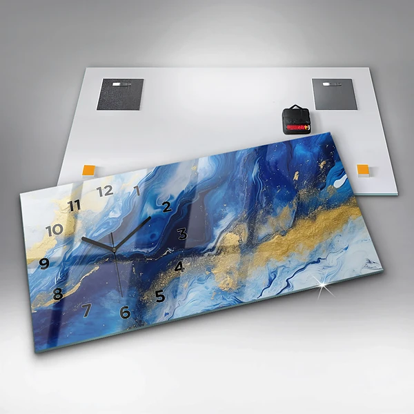 Horizontale Uhr Blaue Murmel