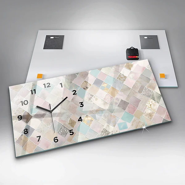 Horizontale Uhr mit motiv Farbige Fliesen