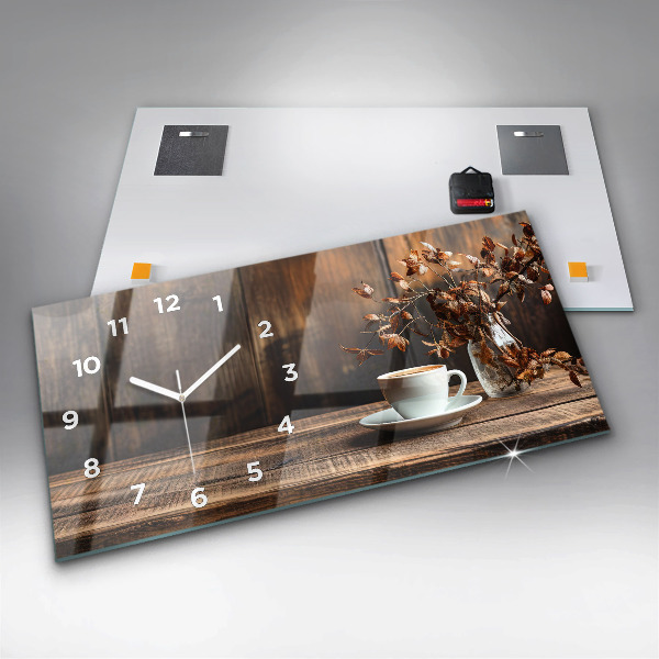 Horizontale Uhr mit motiv Tasse Kaffee
