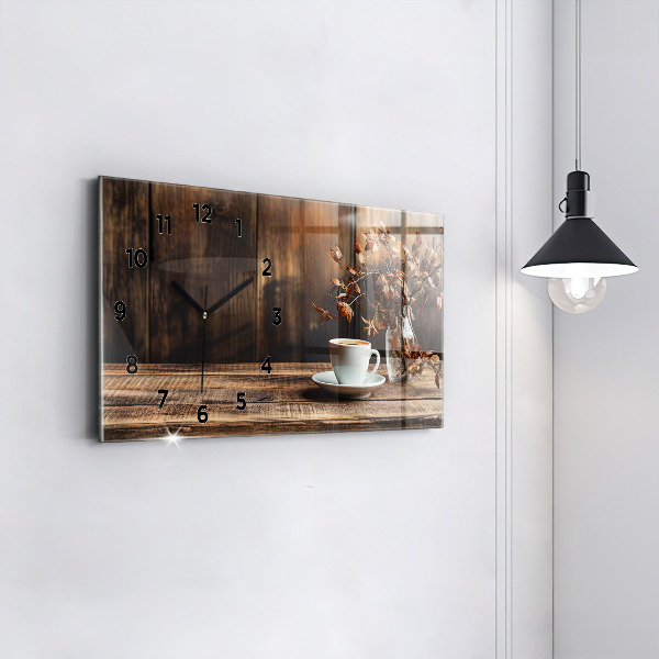 Horizontale Uhr mit motiv Tasse Kaffee