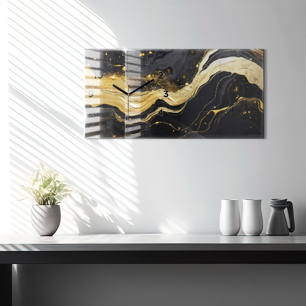 Horizontale Uhr Goldener Marmor