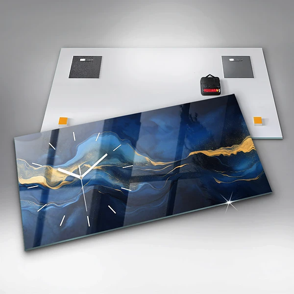 Horizontale Uhr mit motiv Blauer Marmor