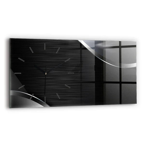 Horizontale Uhr mit motiv Schwarze und silberne Linien