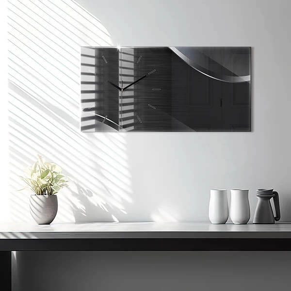 Horizontale Uhr mit motiv Schwarze und silberne Linien