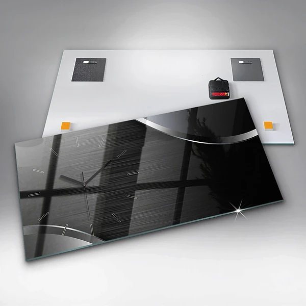Horizontale Uhr mit motiv Schwarze und silberne Linien