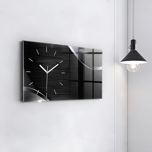 Horizontale Uhr mit motiv Schwarze und silberne Linien