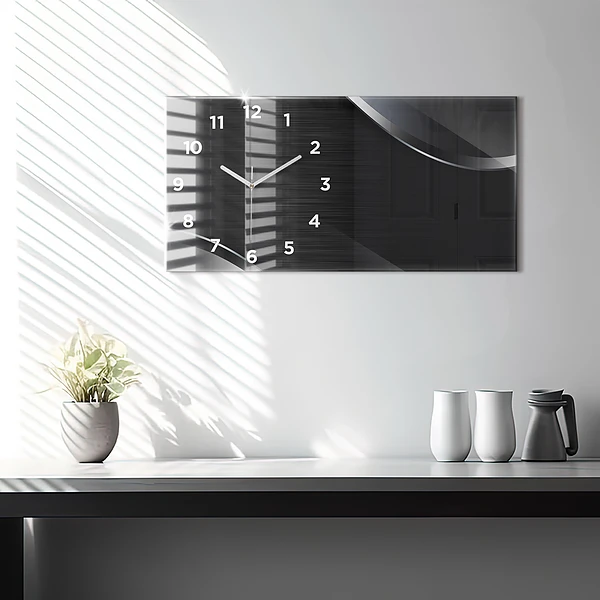 Horizontale Uhr mit motiv Schwarze und silberne Linien