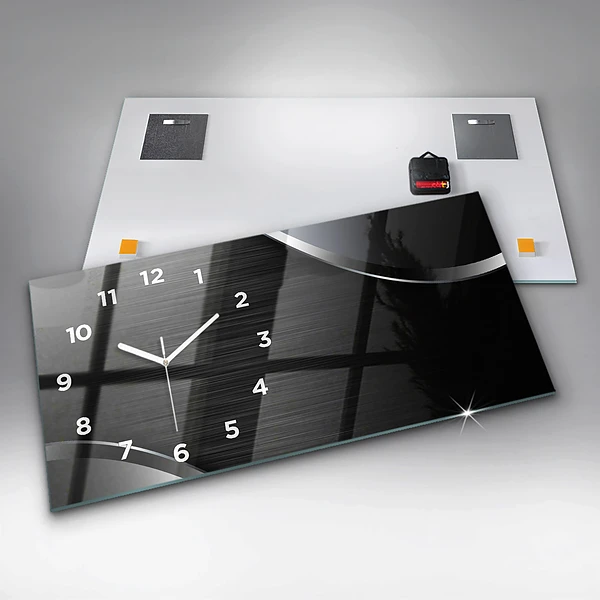 Horizontale Uhr mit motiv Schwarze und silberne Linien