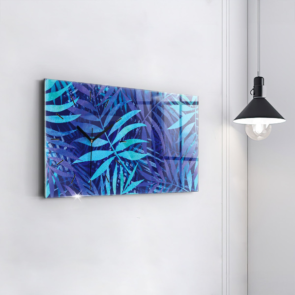 Horizontale Uhr Blaue Blätter