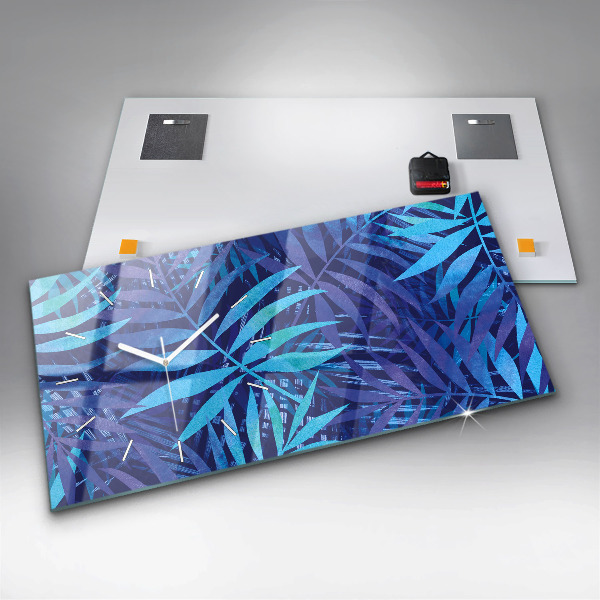 Horizontale Uhr Blaue Blätter