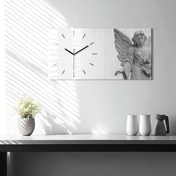Horizontale Uhr mit motiv Skulptur eines Engels mit Flügeln