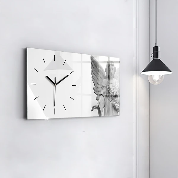 Horizontale Uhr mit motiv Skulptur eines Engels mit Flügeln