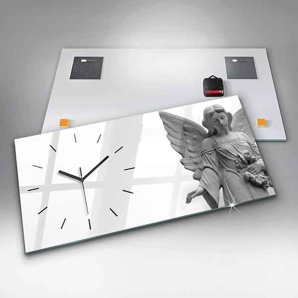 Horizontale Uhr mit motiv Skulptur eines Engels mit Flügeln