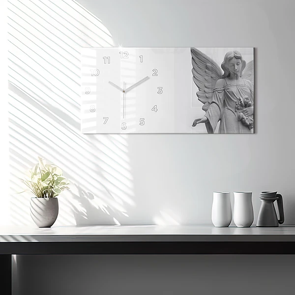 Horizontale Uhr mit motiv Skulptur eines Engels mit Flügeln