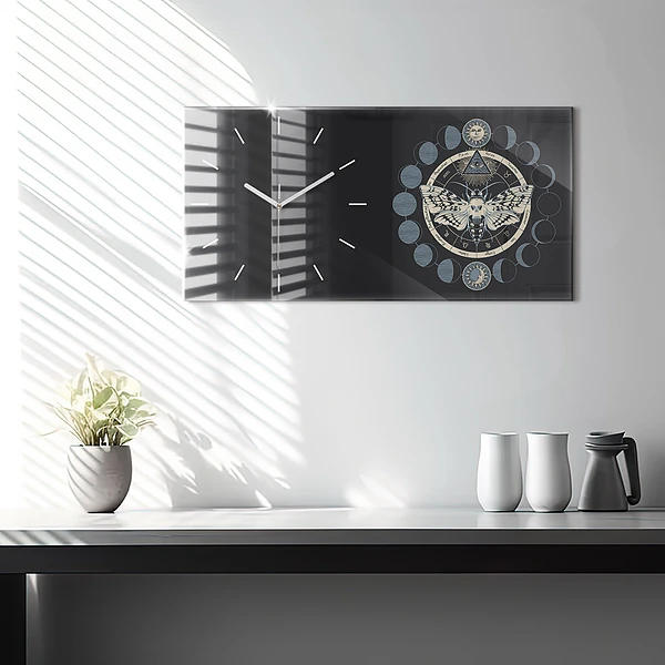 Horizontale Uhr mit motiv Mondphasen