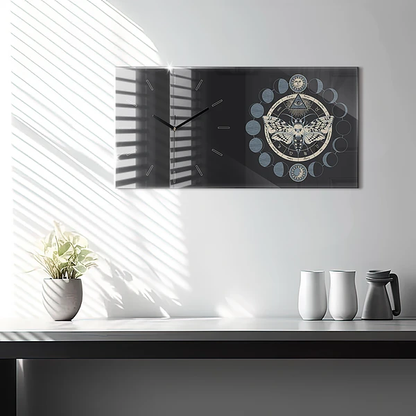 Horizontale Uhr mit motiv Mondphasen