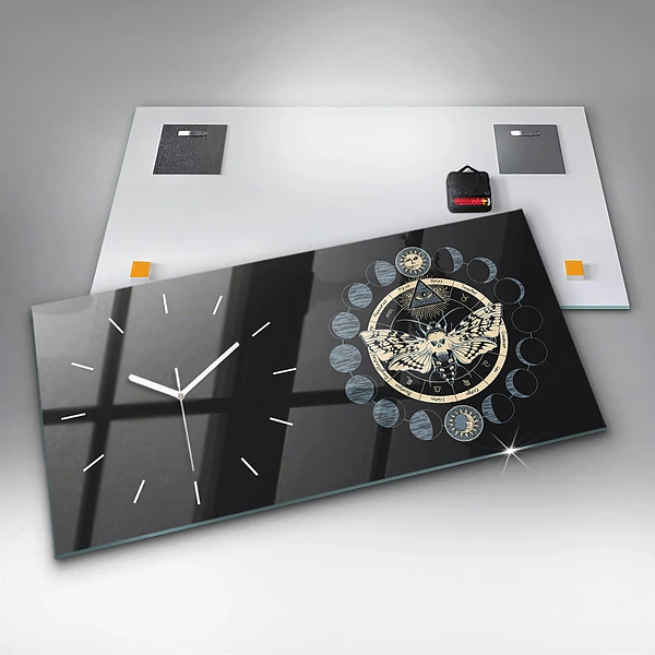 Horizontale Uhr mit motiv Mondphasen
