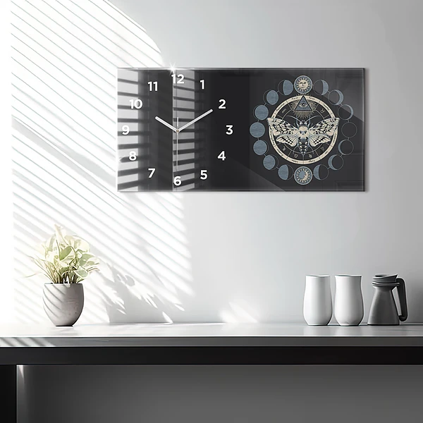 Horizontale Uhr mit motiv Mondphasen