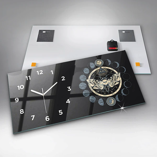 Horizontale Uhr mit motiv Mondphasen