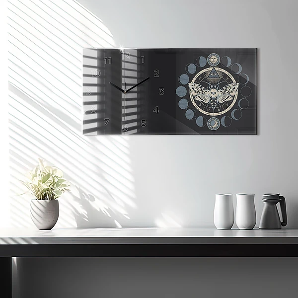 Horizontale Uhr mit motiv Mondphasen