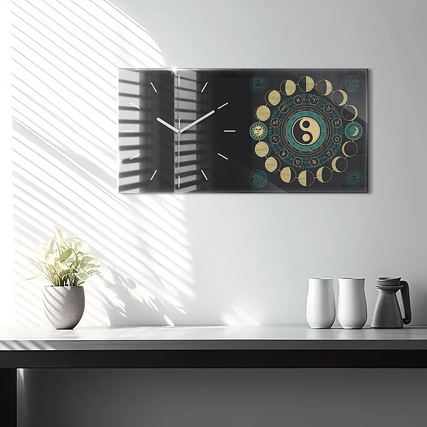 Horizontale Uhr mit motiv Mondphasen