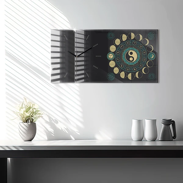 Horizontale Uhr mit motiv Mondphasen