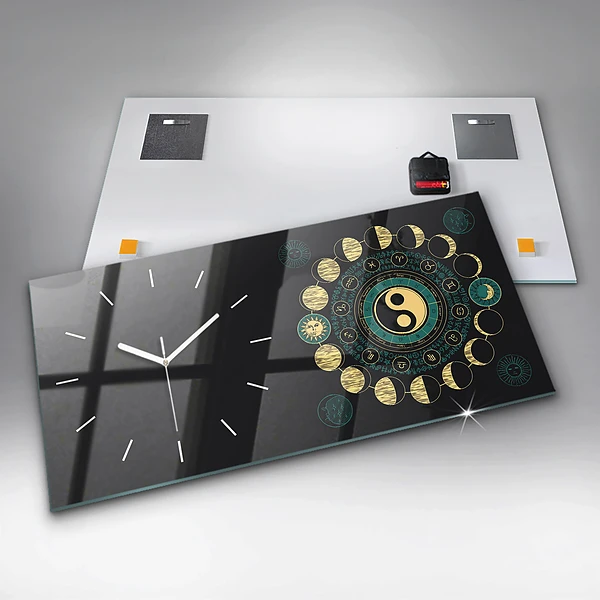 Horizontale Uhr mit motiv Mondphasen