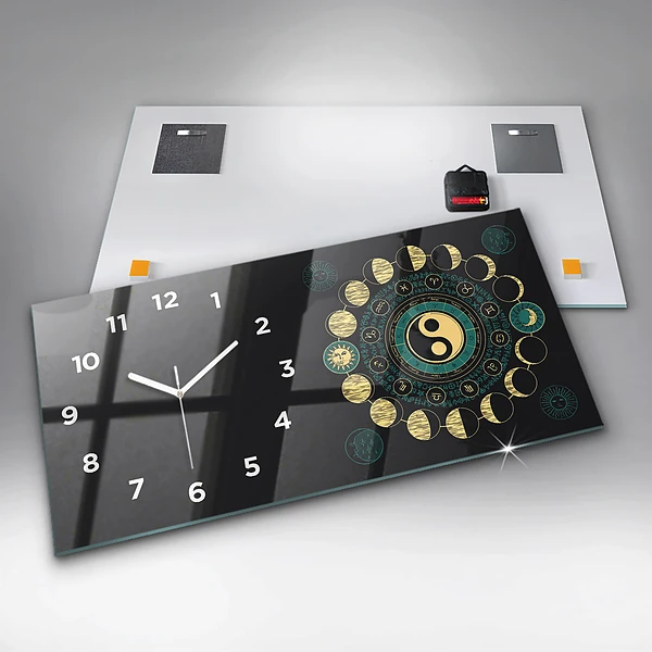 Horizontale Uhr mit motiv Mondphasen