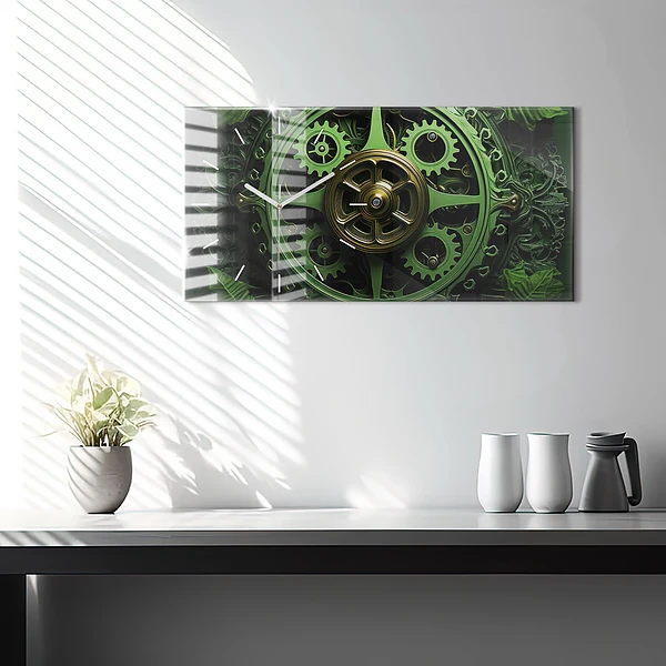 Horizontale Uhr mit motiv Grüner Mechanismus