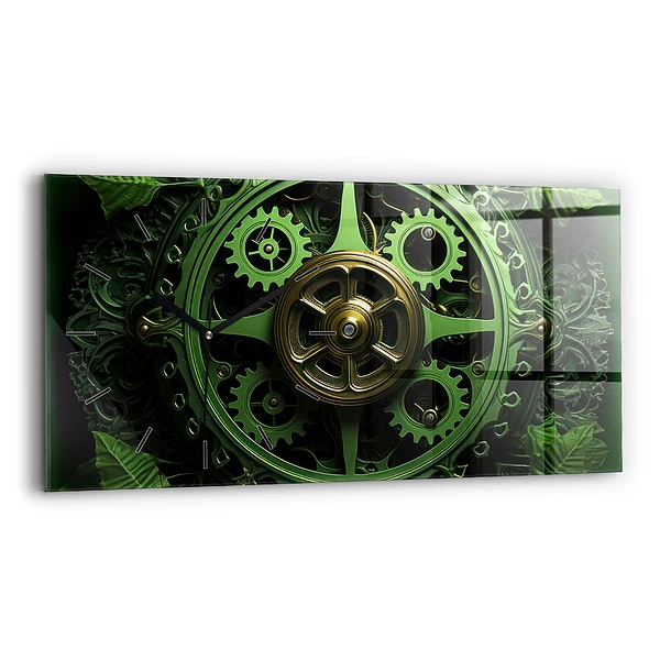 Horizontale Uhr mit motiv Grüner Mechanismus