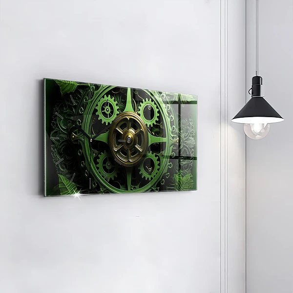 Horizontale Uhr mit motiv Grüner Mechanismus