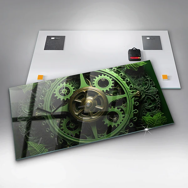 Horizontale Uhr mit motiv Grüner Mechanismus