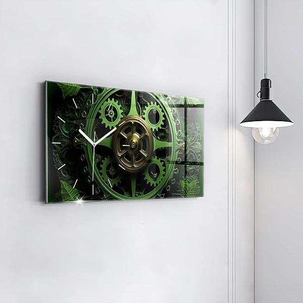 Horizontale Uhr mit motiv Grüner Mechanismus