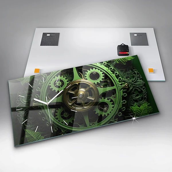 Horizontale Uhr mit motiv Grüner Mechanismus
